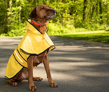 SPOT Rainy Days Slicker - Yellow Dog Rain Jacket With Hood, Reflective Strip for Safety, Leash Hole & Adjustable Velcro Belly Strap, 100% Polyester Water Resistant Pet Raincoat - Small, 9in Long - size: Small