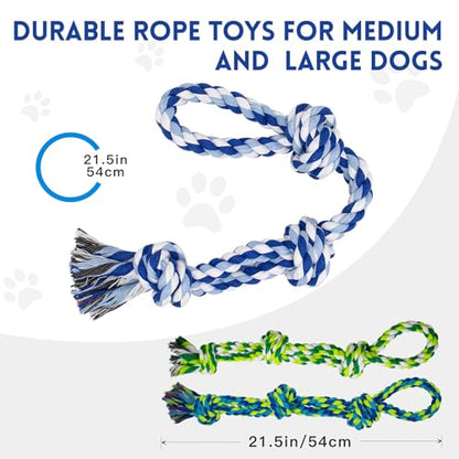 WDZZHOT [3 Pack] Dog Rope Toys for Large and Medium Aggressive Chewers, Nearly Indestructible Rope Chew Toys, Heavy Duty 100% Cotton Tug of War Dog Toy for Boredom, Teeth Cleaning