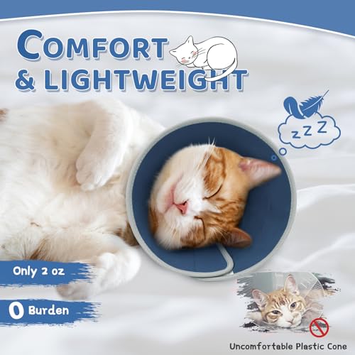 Cat Cone Collar Soft to Stop Licking, Adjustable, Foldable Lightweight Kitten Cones After Surgery Recovery for Cats & Kittens, Cat Cone Alternative, Easy Eating (Solid Blue, S) - color: Solid Blue, size: S