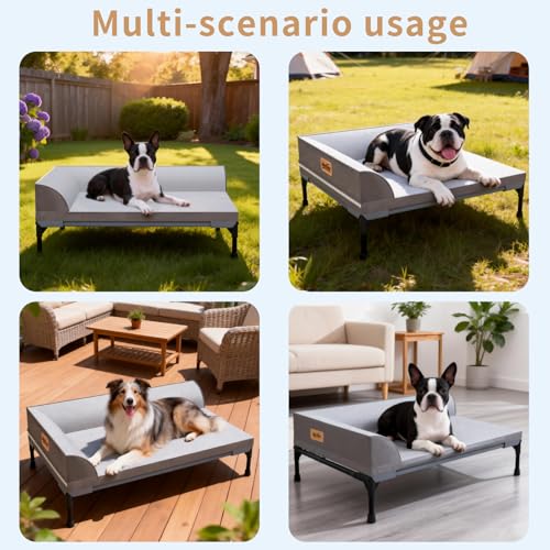 Elevated Cooling Dog Bed, Orthopedic Pet Bed for Large Dogs, Removable Washable Cover, Indoor & Outdoor Raised Pet Bed with Breathable Mesh, Size: 42"*30"*7" - size: Large