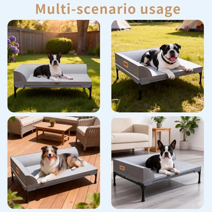 Elevated Cooling Dog Bed, Orthopedic Pet Bed for Extra Large Dogs, Removable Washable Cover, Indoor & Outdoor Raised Pet Cot with Breathable Mesh, Size: 49"*33"*9" - size: X-Large