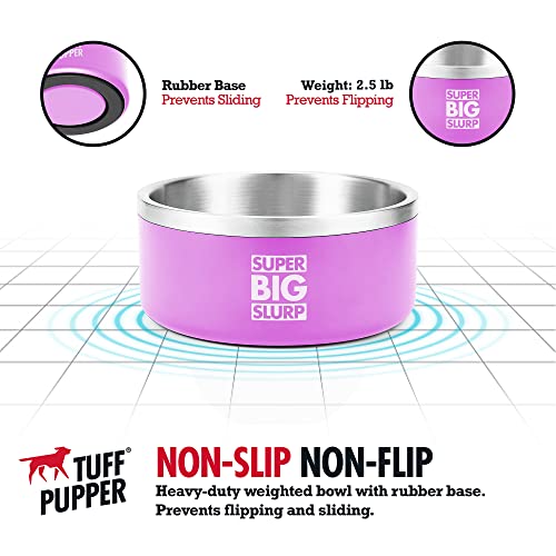 Tuff Pupper 100 oz Heavy Duty Insulated Stainless Steel Dog Bowl for Large Dogs, Non-Slip Base, Dishwasher Safe - color: Punch Pink, size: 100oz