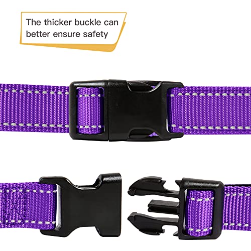 HEELE Dog Collar, Reflective Dog Collar, Soft Neoprene Padded Breathable Nylon Pet Collar Adjustable for Small Dogs Puppy, Purple, XS(7.87-11.81") - color: Purple, size: X-Small (7.87-11.81")