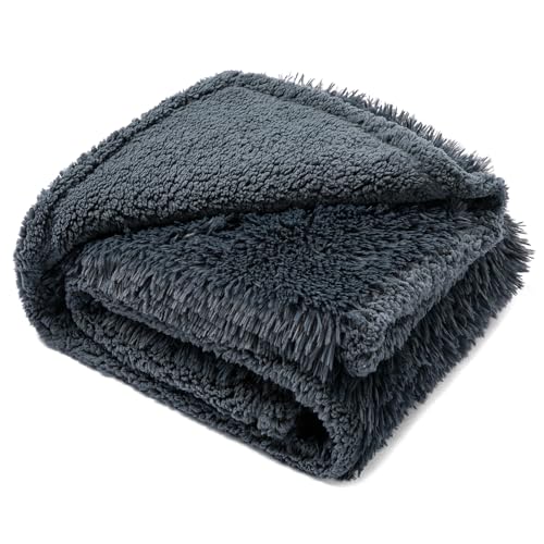 Pet Blankets Waterproof Fluffy Fleece Blanket Cat Dog Blankets Liquid Pee Proof Throw Blanket Reversible Furniture Protector Cover Washable for Couches Beds Sofa 57"x40" Grey - color: Grey, size: M-57*40in(145*100cm)