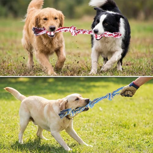 Lemecima Dog Rope Toys for Aggressive Chewers, 9-Pack Heavy Duty Indestructible Cotton Dental Cleaning Chew Toys, Tug of War Interactive Play for Large Medium Breeds