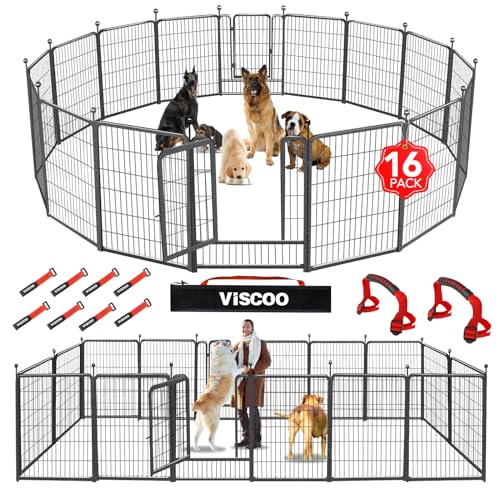 VISCOO Dog Playpen Outdoor, 16 Panels 40" High Metal Dog Fence with Gate, Pet Fence for Large/Small Dogs, Portable Dog Fence for RV Camping, Yard