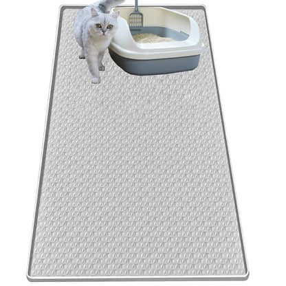Cat Litter Mat for Litter Box, Silicone Large Cat Litter Trapping Mat - 51.2x25.6 in, Waterproof & Non-Slip, Durable & Easy Clean, Light Gray - color: Light Grey, size: 1 Count (Pack of 1)