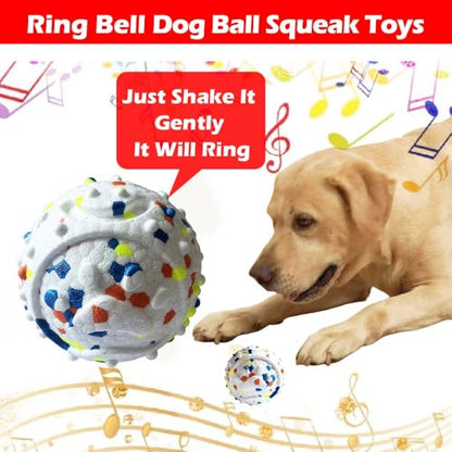 Dog Ball Squeak Toys Indestructible Float On Water Fetch Bouncy Durable Solid Rubber Ball for Puppy Small and Medium Dogs Playing Toys(Bell Ball 4Pcs) - color: Bell ball 4Pcs