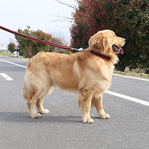 Love Dream Dog Collar and Leash Set, Heavy Duty Nylon Braided Rope Strong 4 FT Dog Leash and Martingale Training Collar for Small Medium Large Dogs Training and Walking (Red & Black) - color: Red & Black, size: Large (Thick 2.0cm)