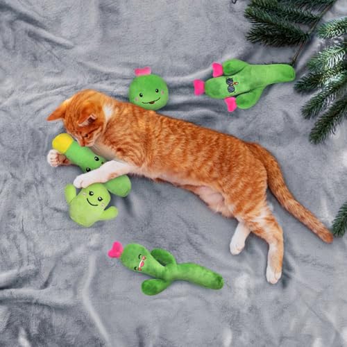Catnip Cat Toys Cactus Crinkly Sound 5 Pack Interactive Chew Kitten Cat Toys for Indoor Cats Exercise Cat nip Toy to Stimulate Play & Reduce Boredom