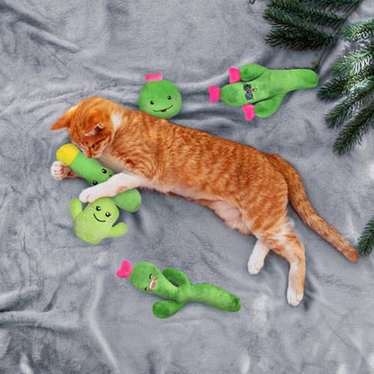 Catnip Cat Toys Cactus Crinkly Sound 5 Pack Interactive Chew Kitten Cat Toys for Indoor Cats Exercise Cat nip Toy to Stimulate Play & Reduce Boredom