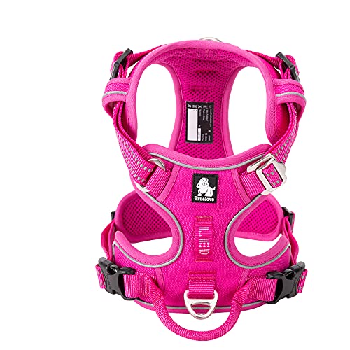True Love No Pull Dog Harness Extra Reflective Pet Harness for Small Medium Large Dogs Adjustbale for Running Walking Padded Soft Mesh Vest Easy Control TLH56512(Fushcia,S) - color: Fushcia, size: S