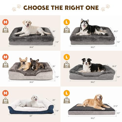 Orthopedic Dog Bed for Medium and Large Dogs - Waterproof Dog Sofa with Removable Washable Cover and Egg Crate Foam Comfort Pet Sleeping Mat, Pet Bed Couch with Zipper and Non-Slip Bottom