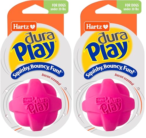 Hartz DuraPlay Bacon Scented Dog Toys, Small (Assorted Color) (Pack of 2) - size: 2 Count, style: Small Ball