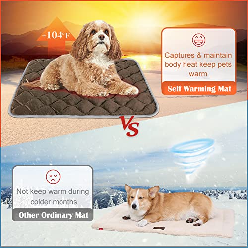 Self-Warming Cat Bed and Dog Crate Pad - Thermal Pet Heating Mat - color: Coffee, size: 34.6"L x 22.8"W x 0.5"Th