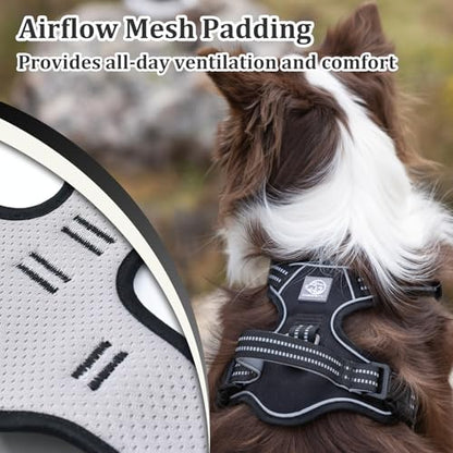 Vest Harness for Dogs - Reflective Adjustable Padding with Easy-On Design & Leash Attachment (S, Black) - color: Black, size: S