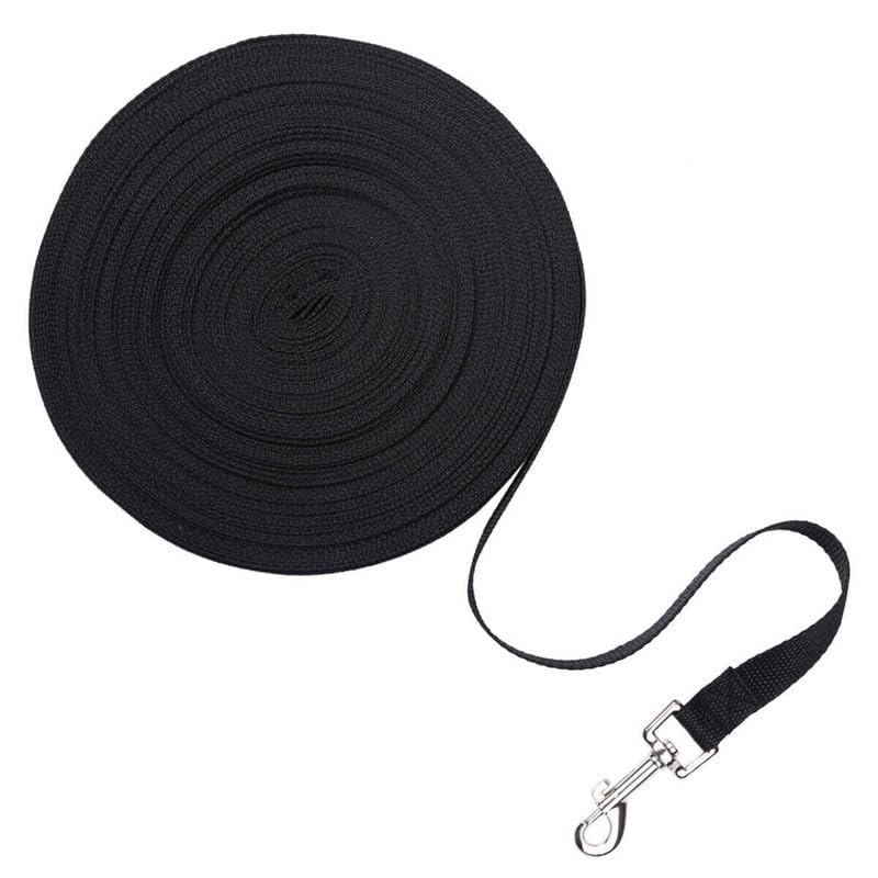 Dog Leash - Heavy Duty Nylon Long Dog Training Leash, Obedience Recall Training Agility Lead 6,15,23,33,50 & 100 FT (Black, 50ft/15m) - color: Black, size: 50ft/15m