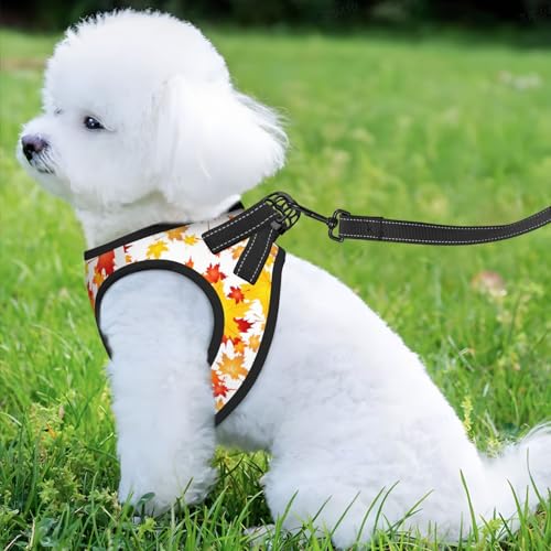 Maple Leaf Pet Harness Escape Proof Dog Harness Adjustable Mesh Padded Reflective Dog Vest Harness and Leash Set Medium - color: Style 4, size: Medium
