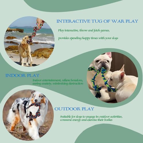3-Pack Heavy Duty Dog Rope Toy, Tough Chew Toys, Durable Interactive Tug of War &Teeth Cleaning Ropes for Large and Medium Aggressive Chewers (3-Pack, Large) - size: Large