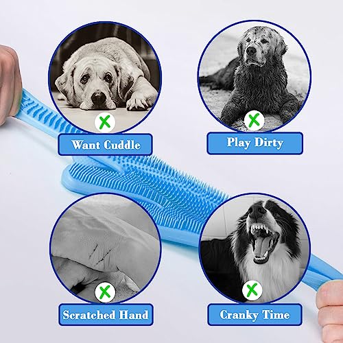 Pet Grooming Gloves Pet Hair Remover Cat, Dog Washing Gloves Silicone Heat Resistant Cleaning Gloves with High-Density Teeth Grooming Gloves for Dogs, Cats, Horses, Rabbits (1 Pair - Blue) - color: 1 Pair - Blue
