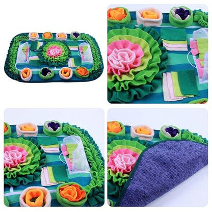 Large 30"x20" Snuffle Mat for Dogs and Cats, Soccer Field Pet Puzzle Toy, Non-Slip Fleece Foraging Mat for Mental Stimulation, Slow Feeder for Pups and Rabbits
