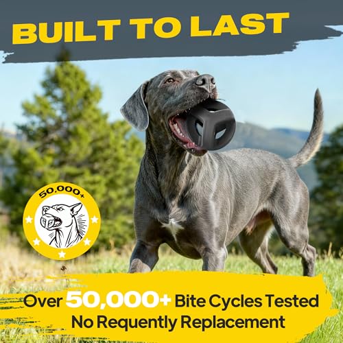 Fida Natural Rubber Dog Balls for Aggressive Chewers, Durable Dog Chew Toys for Large Dogs, Interactive Fetch & Tug of War Toys for Medium Large Breed Non-Toxic Dish Washable,4.5 * 4.5" - color: Jet Black