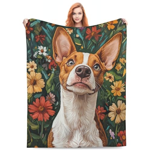 Basenji Blanket Gifts for Women Men Adults Dog Lovers, Basenji Plush Fleece Throw Blankets, Cozy Soft Warm Bedding Decor for Sofa Living Room Travel 60"x80" - color: Basenji, size: 60"x80"