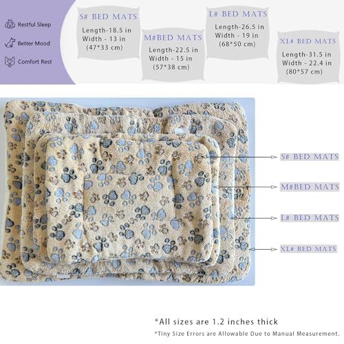 2 Pcs Pet Bed Mats. Ultra Soft Pet (Dog/Cat) Bed with Cute Prints. Reversible Faux Lambswool Kennel Pad for Medium Small Dogs and Cats. Machine Washable Pet Bed. - size: 18.5"L x 13.0"W x 1.2"Th