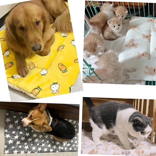 Reversible Coral Fleece Pet Blanket, 12 Designs 6 Sizes for Dogs/Cats/Rabbits, Scratch-Resistant Machine-Washable, Sofa Protector & Warm Pad, Fits 0-60 Lbs Pets (13.8''x11.4'', Light Gray) - size: 13.8''x11.4''