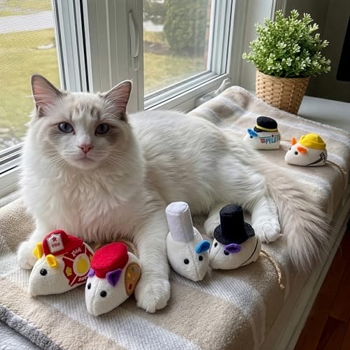 SPOT Mice at Work Cat Toys, Catnip Filled Plush Mice for Indoor Cats, Lightweight Toy Mice with Career Designs, for Single or Multi Cat Homes, 3 in, 6 Count