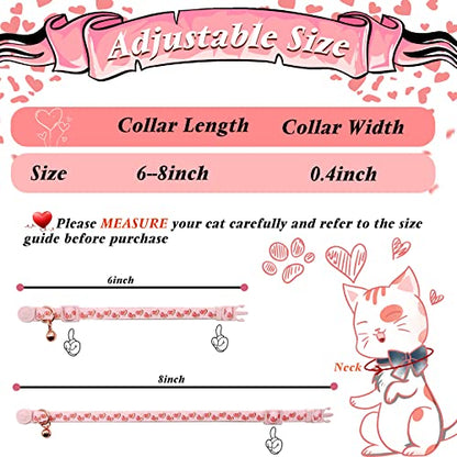 4 Pack Valentines Kitten Collar with Bell Valentines Day Breakaway Kitten Collars with Cute Heart Pattern Adjustable Size Suitable for Kittens - color: Valentine, size: Kitten(Neck:6"-8")