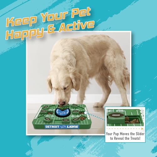 Pets First NFL Detroit Lions Large Puzzle Toy, Dog Puzzle Treat Toy, New Large Size, Interactive Dog Treat Toy, Dog Slow Feeding Toy - color: DETROIT LIONS, size: Large