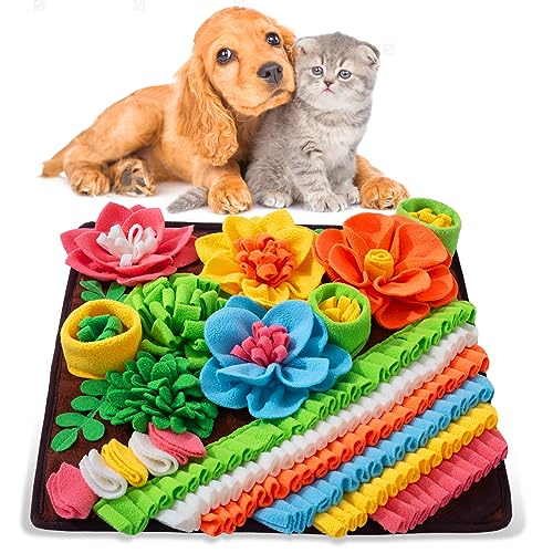 Snuffle Mat for Dogs, Sniff Mat Slow Feeding Mat for Small Pets Cats, Rabbits - Help Stress Relief and Training - Stimulate Your Pet's Foraging Skills! (Brown) - color: Brown