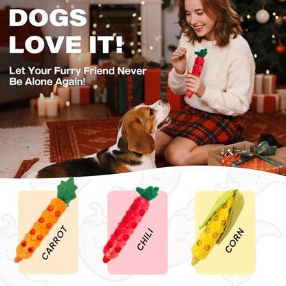 Fida 2-in-1 Puppy Teething Toys, Natural Rubber Chew Toys for Dogs to Keep Them Busy & Plush Toys with Crinkle Leaves, Interactive Dog Toys for Small Medium Breeds and Puppies.(Chilly) - color: Red Chilly