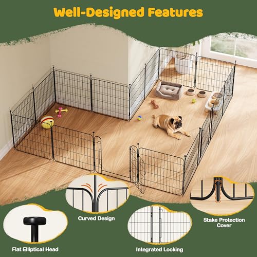 Yaheetech Dog Playpen for Puppy/Small Dogs, Foldable Pet Pen Expandable Fence with Door for Indoor/Outdoor Use, 24 Inch 8 Panels, Black - size: 24 inch