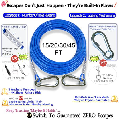TOPKNOT Dog Tie Out Cable and Stake,20FT Heavy Duty Cable,360°Swivel Dog Run- No Tangle,Runner for Yard - Up to 200LBS,Chain for Yard Ideal for Outdoor Camping - size: dog stake+20ft/200lbs