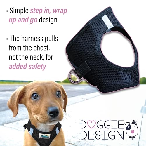CHOKE FREE REFLECTIVE STEP IN ULTRA HARNESS - BLACK - AMERICAN RIVER (XXS) by Doggie Design - color: Black, size: XX-Small