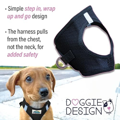CHOKE FREE REFLECTIVE STEP IN ULTRA HARNESS - BLACK - AMERICAN RIVER (XXS) by Doggie Design - color: Black, size: XX-Small