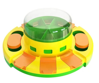 Piggy Poo and Crew Treat Popper Slow Feeder Interactive Food Dispenser Puzzle Game for Dogs Puppies Rabbits Pigs Small Animals - color: Green and Yellow