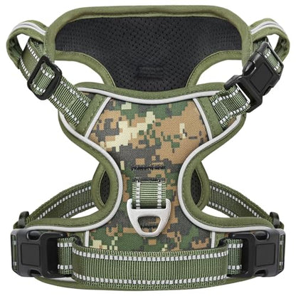Dog Harness Small Sized,No Pull Dog Harness Adjustable Metal Rings 3 Buckles,Reflective No Choke with Easy Control Handle for Small Dogs,Military Green S - color: Military Green, size: Small (Pack of 1)