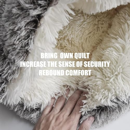 Keep Warm Lapcatz Nest Bed, Cat Bed Round Fluffy Hooded Cat Bed Cave, Anti-Slip Bottom and Machine Washable,Removable Washable Round Beds for Small Medium Pets (Coffee,70cm/27.5inch) - color: Coffee, size: 70cm/27.5inch
