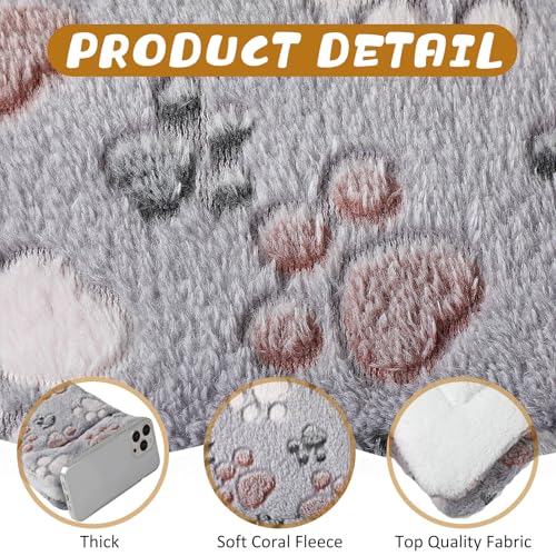 Tuanse 4 Pack Ultra Soft Dog Cat Bed Mat Small Animal Guinea Pig Bed with Cute Print Reversible Fleece Dog Crate Kennel Pad Cozy Washable Thickened Hamster Pet Beds Mat(21 x14 Inches,Light Gray) - color: Light Gray, size: 21 x 14 Inches