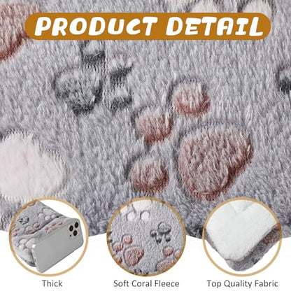 Tuanse 4 Pack Ultra Soft Dog Cat Bed Mat Small Animal Guinea Pig Bed with Cute Print Reversible Fleece Dog Crate Kennel Pad Cozy Washable Thickened Hamster Pet Beds Mat(21 x14 Inches,Light Gray) - color: Light Gray, size: 21 x 14 Inches