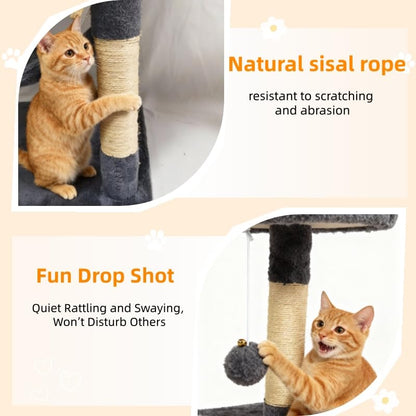 Cat Tree 60.63 inches Cat Tower for Indoor Cats, Multi-Level Cat Condo Furniture with Scratching Posts, Plush Perches, Activity Center with Cozy Basket & Hammock for Cats (Darkgray) - color: DarkGray