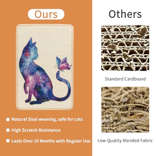 Sisal Cat Scratcher Mat Cat Wall Scratcher for Indoor Scratch Pad Wall Mounted Scratching Post to Protect Couch Carpet Furniture 23.6"x15.7" (Purple Butterfly Cat) - color: Purple Butterfly Cat