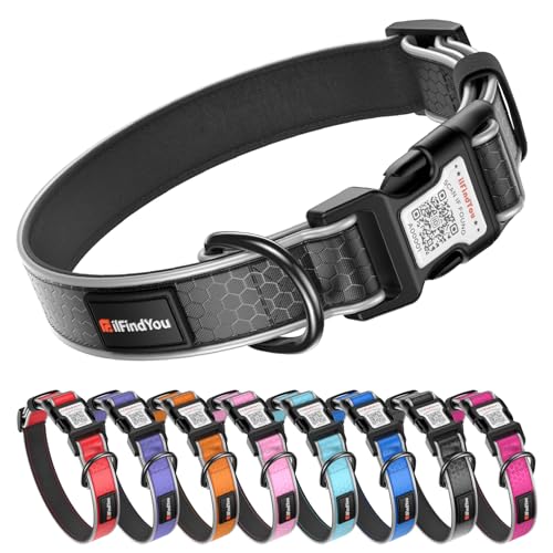 Reflective Dog Collar with QR Code Tag, Personalized Dog Collar, Safety Night Visibility, Anti-Loss Function (Black-02, Small) - color: Black, size: Small
