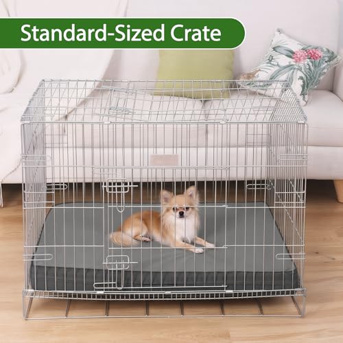 Vonabem Outdoor Waterproof Dog Bed Washable, Small Crate Pad 24 inch, Wipeable Puppy Beds with Removable Cover Reversible, Foam Leather Durable Anti-Slip Kennel Pads 23"x17" Grey - color: Grey, size: S(23x17x3)