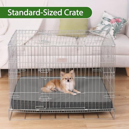 Vonabem Outdoor Waterproof Dog Bed Washable, Small Crate Pad 24 inch, Wipeable Puppy Beds with Removable Cover Reversible, Foam Leather Durable Anti-Slip Kennel Pads 23"x17" Grey - color: Grey, size: S(23x17x3)