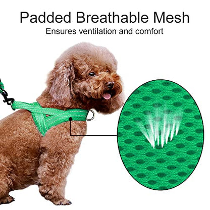 Plutus Pet No Pull Dog Harness with Breathable Mesh Padded, Adjustable Reflective Escape Proof Dog Harness, Quick Fit Dog Vest Harness for Small Medium Large Dogs(XXS, Green) - color: Green, size: XXS: chest 11.8"-15"