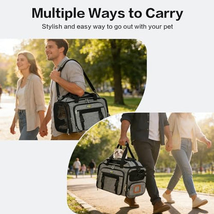 18x11x11 Small Cat/Dog/Pet Carrier – Airline Approved, Collapsible with Expandable Top and Sides. Soft-Sided Travel Puppy Carry Bag, Small Animal Rabbit Kennel Carrying Case, Kitten Mesh Cage - color: Black